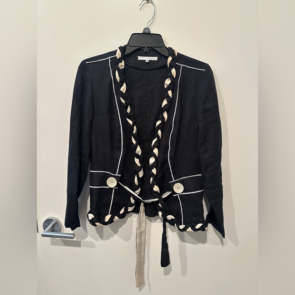EXTENZO PARIS Made in France Vintage Blazer Jacket Belt Tie Chic